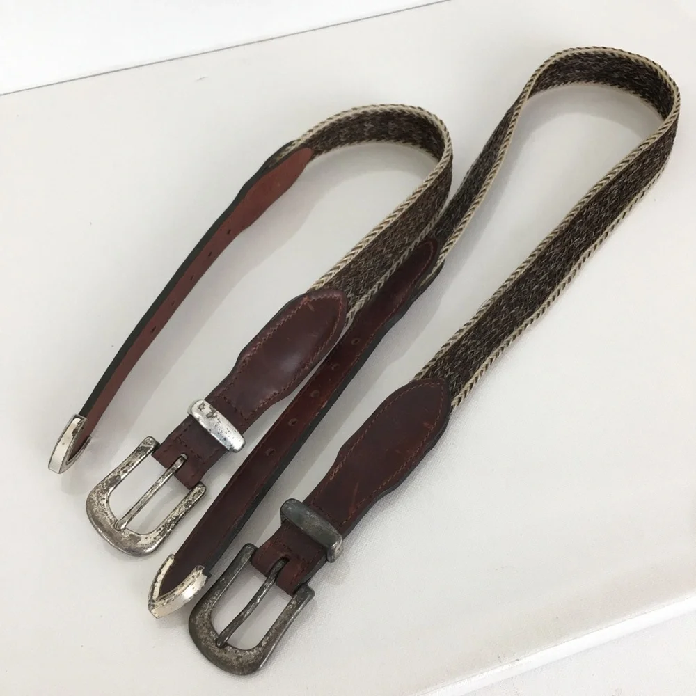 Western Leather & Horse Hair Belt Matching Leg Strap/Hat Band Rodeo Equestrian